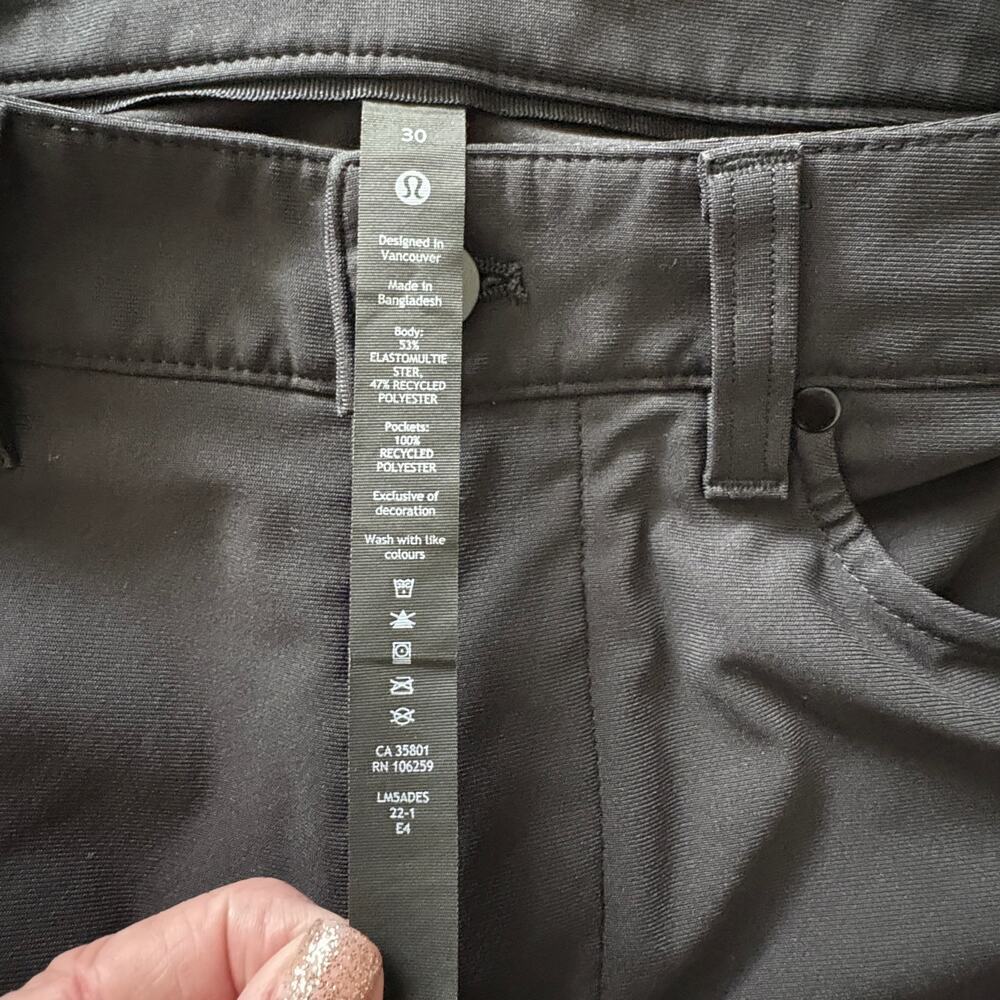 Lululemon ABC Pants Mens 30 Black Slim Skinny Stretch Tech Chino - Picture 5 of 5